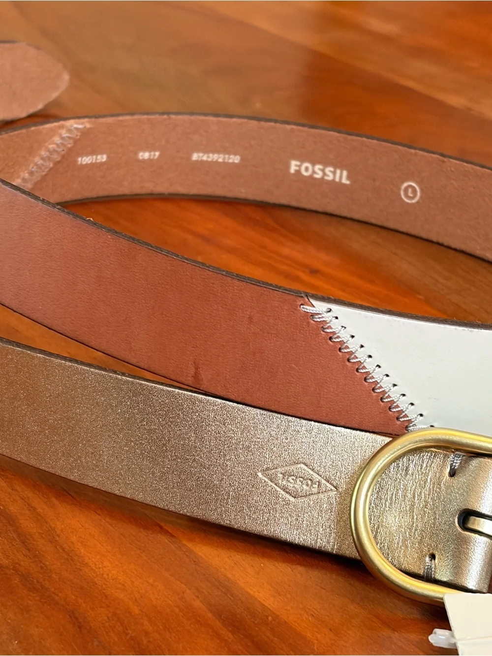 Fossil Belt Geo Colorblock Vanilla Size Large NWT